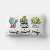 植物熱狂する婦人 |手描き鉢植え ランバークッション (正面)