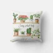 植物熱狂する婦人 |植おもしろい物の水彩 クッション (正面)