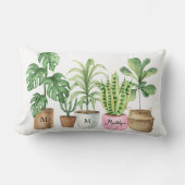 植物熱狂する婦人 | Chic Potted Plants水彩 ランバークッション (正面)