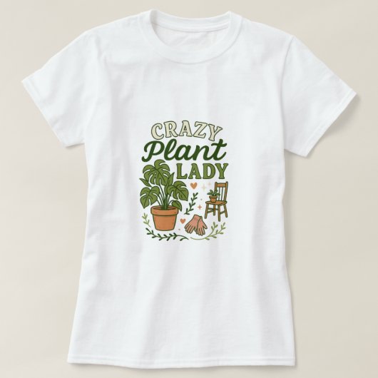 植物熱狂する婦人 Tシャツ (デザイン正面)