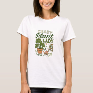 植物熱狂する婦人 Tシャツ