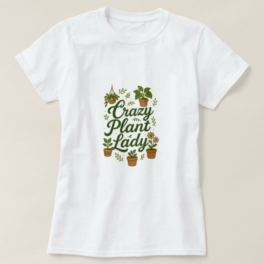 植物熱狂する婦人 Tシャツ (デザイン正面)