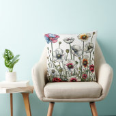 植物画に描かれたカラフルなポピーの配列 クッション (椅子)
