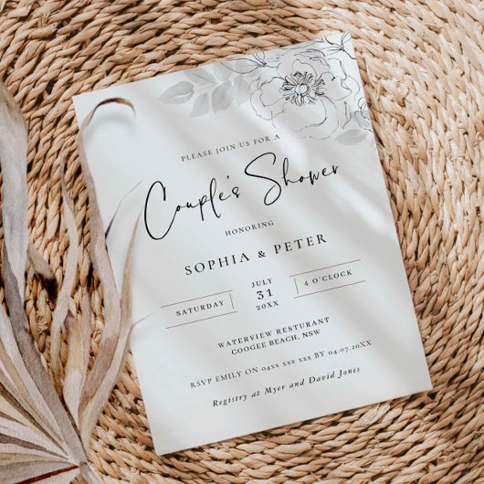 植物画のイラスト カップルシャワーの招待状 招待状