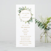 植物画のゴールドグリーンウェディングセレモニープログラム プログラム (スタンド正面)