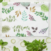 植物画の新婚カップルのイニシャル キッチンタオル (折り畳み)