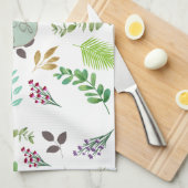 植物画の新婚カップルのイニシャル キッチンタオル (四つ折り)