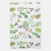 植物画の新婚夫婦のイニシャル キッチンタオル (縦)