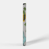 植物画の鳥と花: 手描きのビンテージ壁紙 iPhoneケース (右側面)