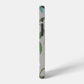 植物画の鳥と花: 手描きのビンテージ壁紙 iPhoneケース (左側面)