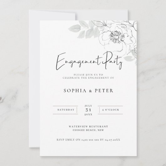 植物画エンゲージメントパーティー招待状 招待状 (正面)