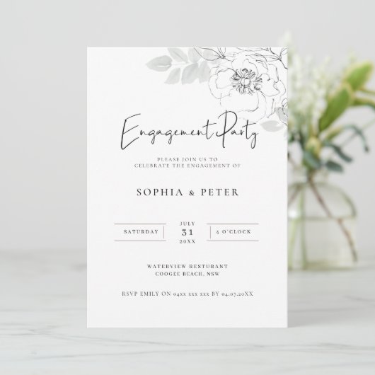 植物画エンゲージメントパーティー招待状 招待状 (スタンド正面)