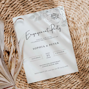 植物画エンゲージメントパーティー招待状 招待状