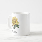植物画マグカップ - 黄色のバラ コーヒーマグカップ (正面左)