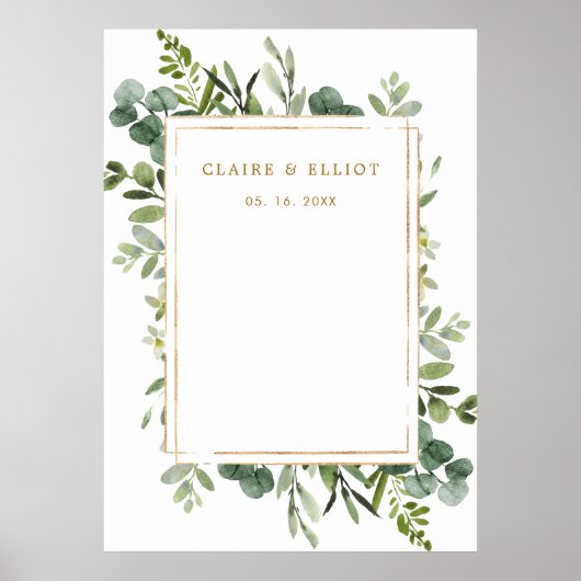 植物画金緑の結婚式背景 ポスター (正面)