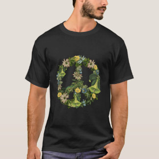 植物画風ピースサイン Tシャツ