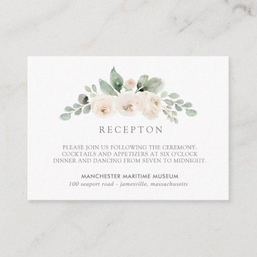 植物白エレガントフローラ結婚披露宴 エンクロージャーカード (正面)