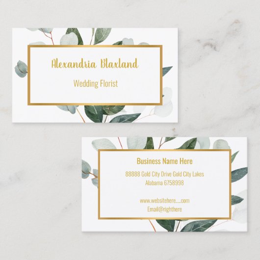 植物白エレガント名刺 名刺 (正面/裏面)