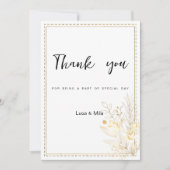 植物白エレガント金ゴールドフローラありがとう 招待状 (正面)