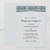 植物的なシルバー結婚式の招待状 招待状 (正面/裏面)