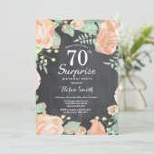 植物的なピンクの花のサプライズ 70歳の誕生日 招待状 (スタンド正面)