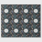 植物的なブラックウェディング ペコック&フラワーズ ラッピングペーパー (フラット)