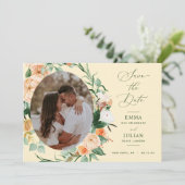 植物的なボーホーグリーン ソフトイエロー ニュートラル フォト セーブザデート (スタンド正面)