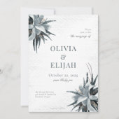 植物的な優雅な青 招待状 (正面)