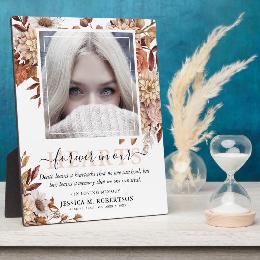 植物的な秋の花のメモリアル写真 フォトプラーク (側面)