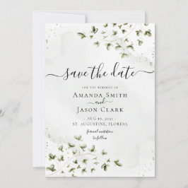 植物的な賢者の葉のグリーン 写真付きの素朴なもの セーブザデート