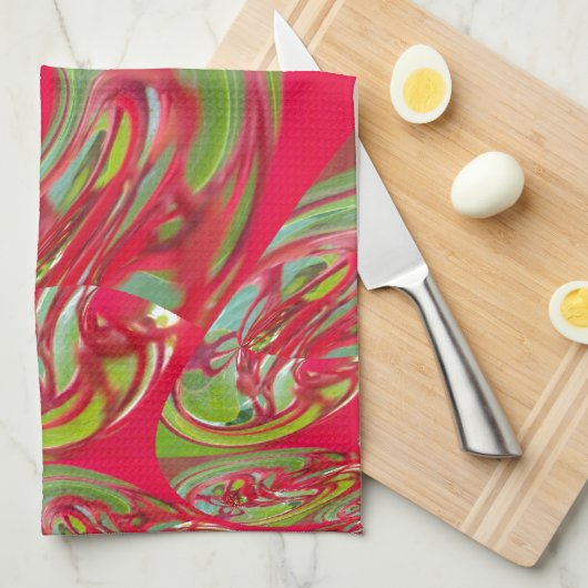 植物相のヴィンテージのHakuna赤い及び緑のMatataのギフト キッチンタオル (四つ折り)