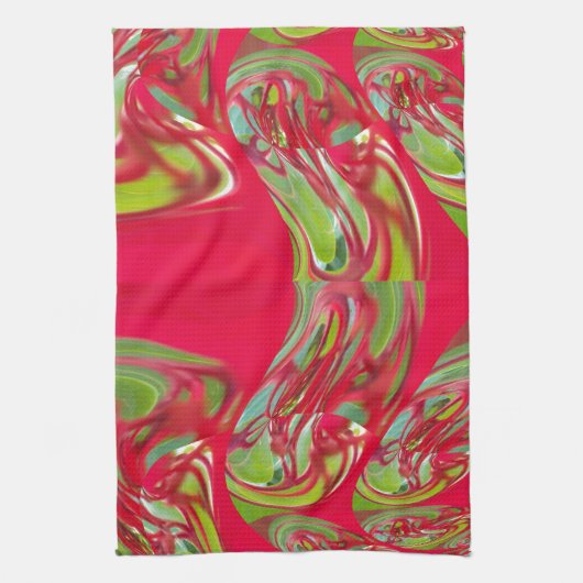 植物相のヴィンテージのHakuna赤い及び緑のMatataのギフト キッチンタオル (縦)