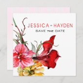 植物相のBotanicaの水彩画の花は日付を救います セーブザデート (正面/裏面)