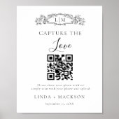 植物紋付き愛QRコード結婚のサイン ポスター (正面)