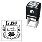 植物紋章のバラ・エク・リブリス・ブック・ネーム セルフインキングスタンプ (インサイチュ)