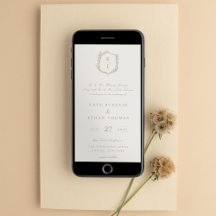 植物紋章モノグラム結婚式招待状