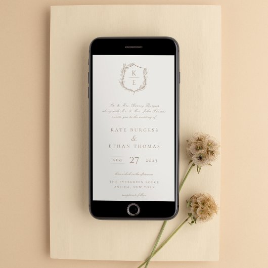 植物紋章モノグラム結婚式招待状 招待状