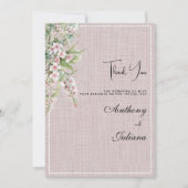 植物素朴な赤面ピンクミントフローラありがとう 招待状 (正面)