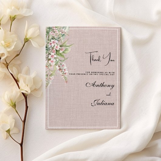 植物素朴な赤面ピンクミントフローラありがとう 招待状