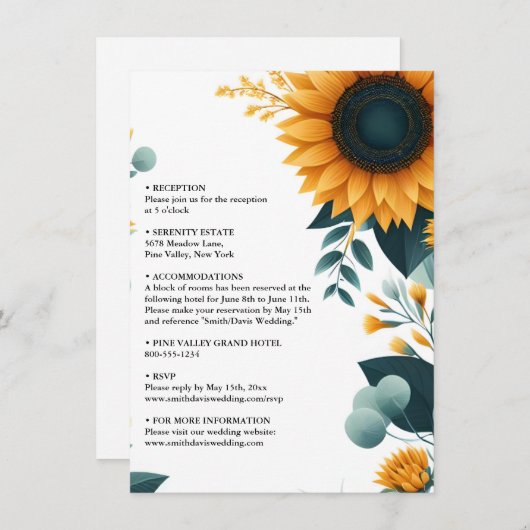 植物素朴園緑ひまわり結婚の エンクロージャーカード (正面/裏面)