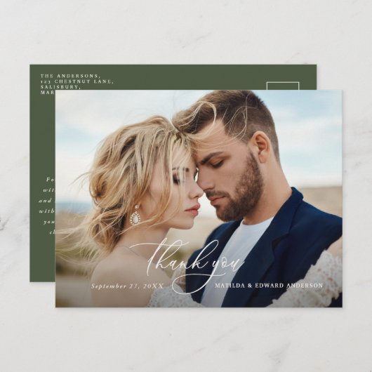 植物素朴学感謝していの結婚式 インビテーションポストカード (正面/裏面)