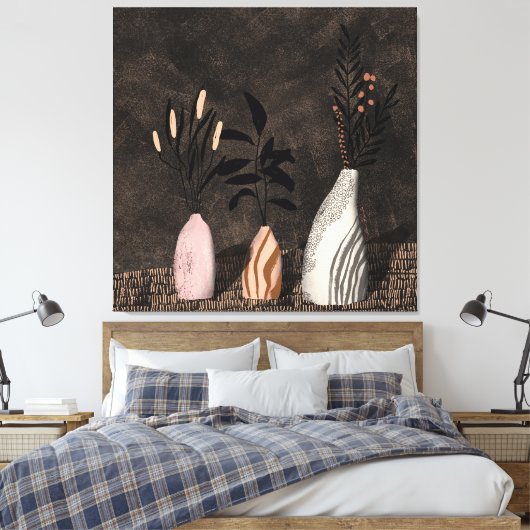 植物素朴 – 壁デコールの秋カラー調和 キャンバスプリント (インサイチュ (寝室))