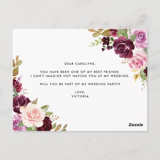 植物紫の花は私の花のギル ポストカード (裏面)