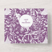 植物紫色の結婚葉 オールインワン招待状 (裏面)