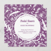 植物紫色の葉のブライダルシャワー 招待状 (正面/裏面)