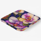 植物紫色の蘭のアートワーク ペーパープレート (傾斜あり)
