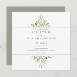植物結婚緑色  招待状