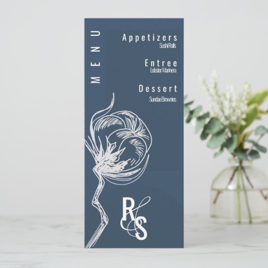 植物綿花ブルー結婚ズ 招待状 (スタンド正面)