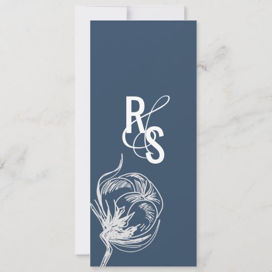 植物綿花ブルー結婚ズ 招待状 (裏面)