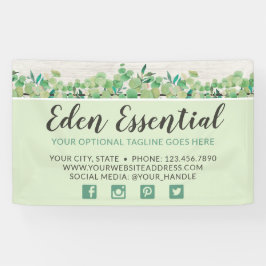 植物緑のユーカリと木の素朴エコ 横断幕